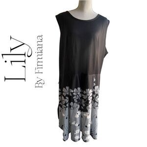 LILY BY FIRMIANA lightweight airy dress w/ pleated floral skirt